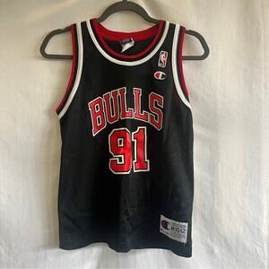 Vintage Champion NBA Basketball Jersey Chicago Bulls Dennis Rodman 91 Youth Med